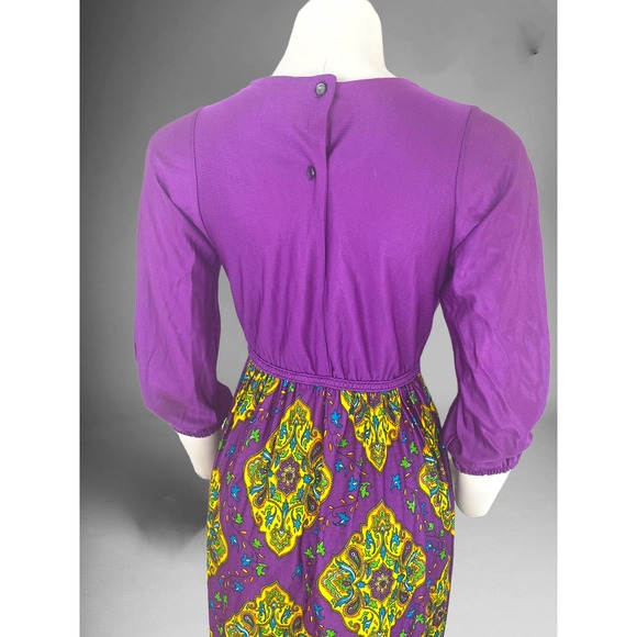 70s Purple Psychedelic Maxi Dress - Picture 2 of 6